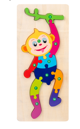 CARTOON ANIMAL NUMBER CHILDREN PUZZLE by Numbers Wooden NEW