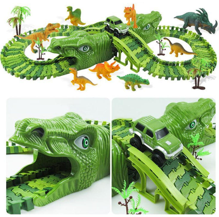RACING BEND RACING RAIL DINOSAUR TRACK Built in LED Lights NEW