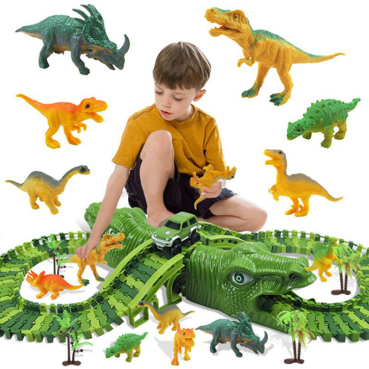 RACING BEND RACING RAIL DINOSAUR TRACK Built in LED Lights NEW