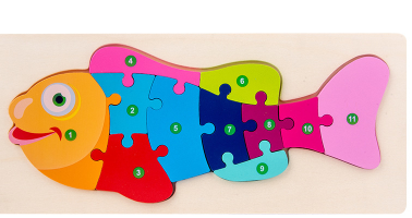 CARTOON ANIMAL NUMBER CHILDREN PUZZLE by Numbers Wooden NEW