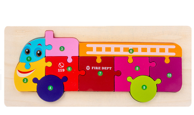 CARTOON ANIMAL NUMBER CHILDREN PUZZLE by Numbers Wooden NEW