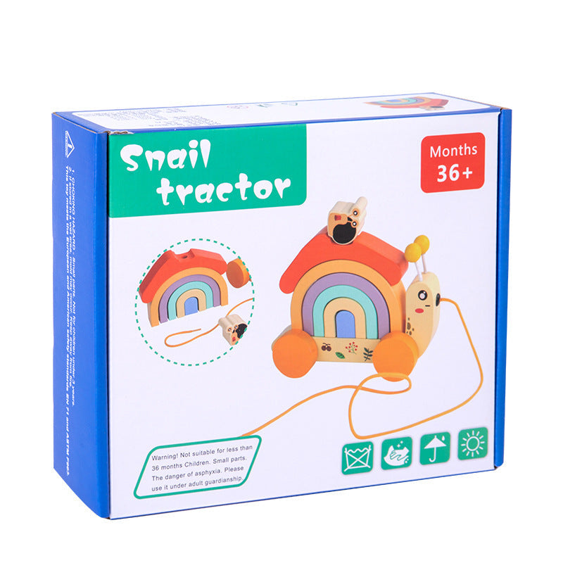 WOODEN CHILDREN RAINBOW SNAIL Motor Skills Color Shapes NEW