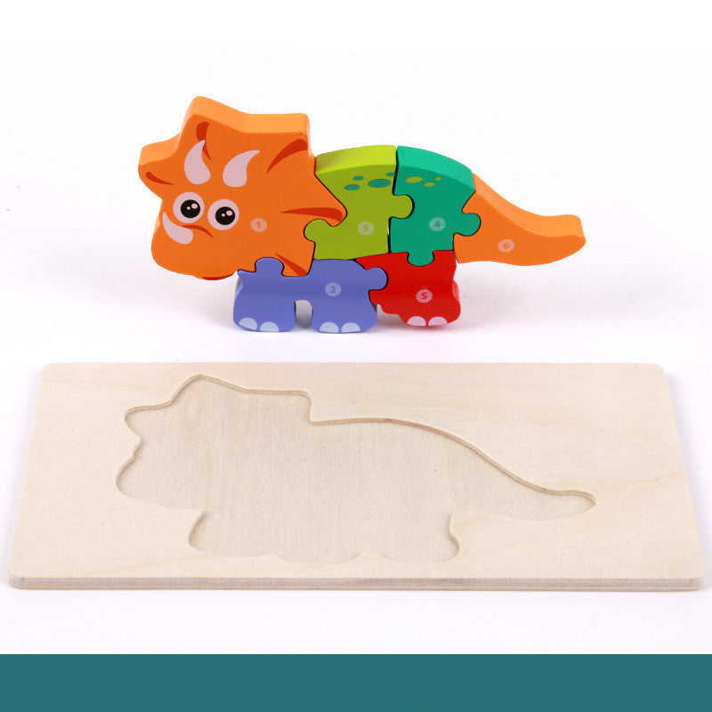 WOODEN 3-D DINOSAUR PUZZLE Educational Toy Realistic Dinosaur NEW