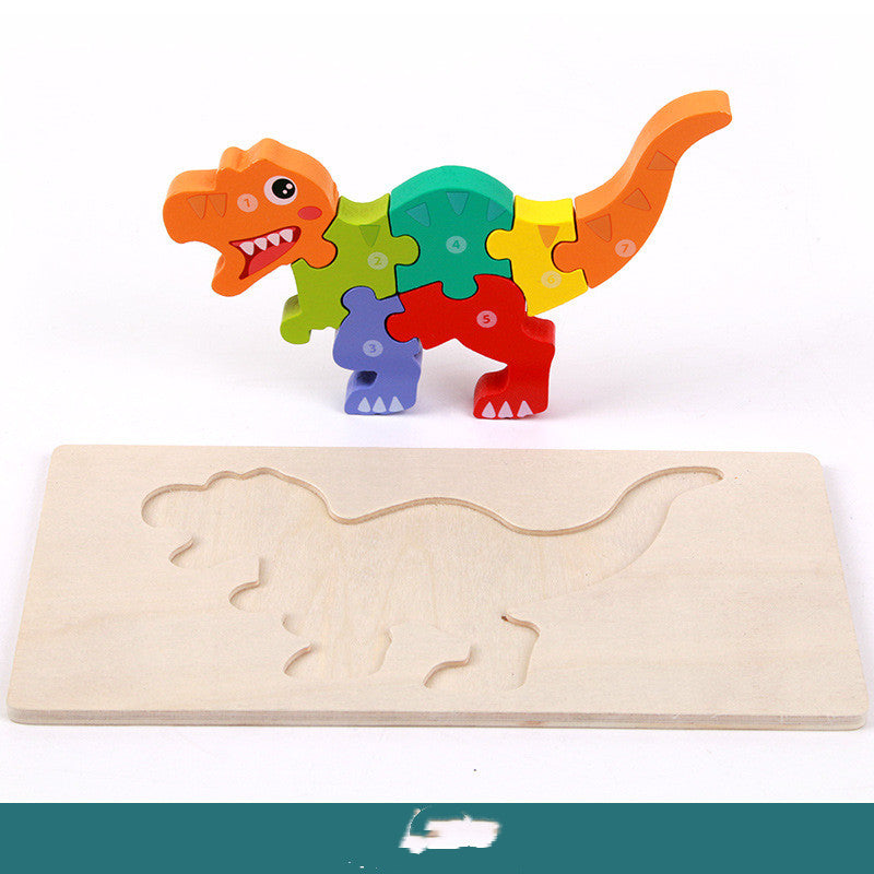 WOODEN 3-D DINOSAUR PUZZLE Educational Toy Realistic Dinosaur NEW