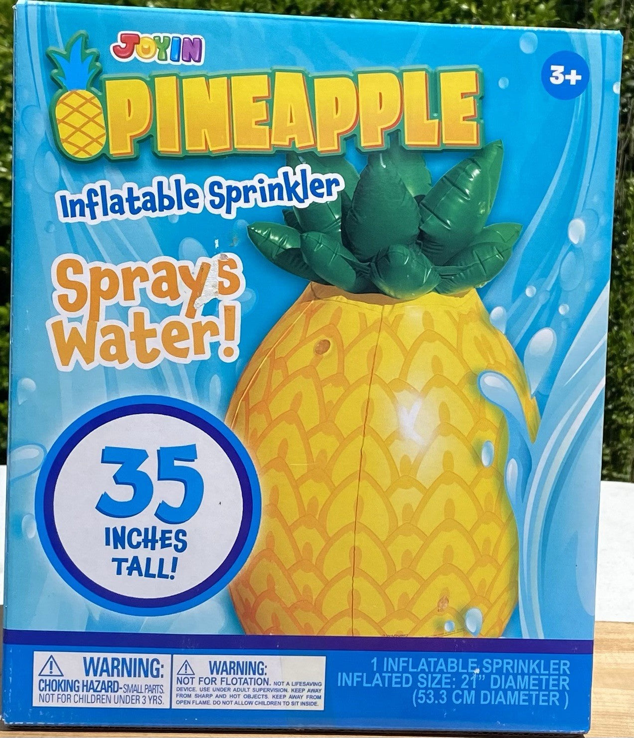 Inflatable Tropical Pineapple Sprinkler 35"  Pool Toys Summer Play Fun Yard NIB