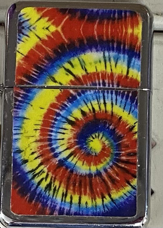 Tye Dye Swirl Chrome Lighter Retro/Vintage Zippo Rainbow Red Blue Yellow NEW