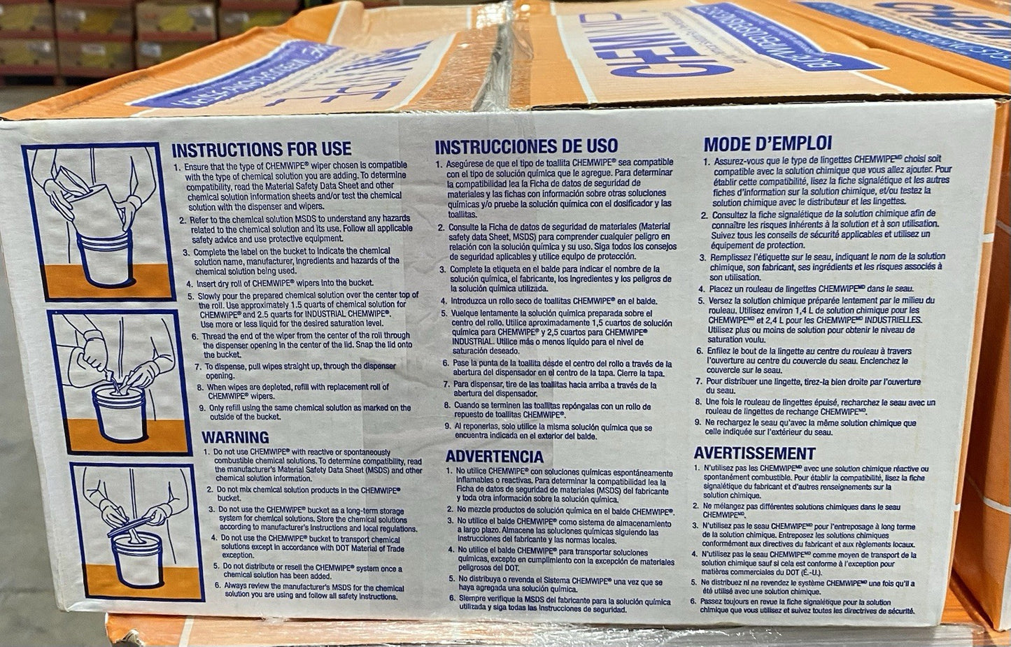 Case Of MW-60-CP-CHEMWIPE-180 Bucket Wiper Dispensing System 6 Rolls And Bucket