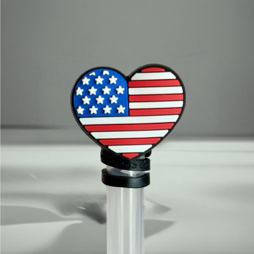 AMERICA LOVE Toppers Reusable Plastic Straw Cute Protector Replacement Straw NEW