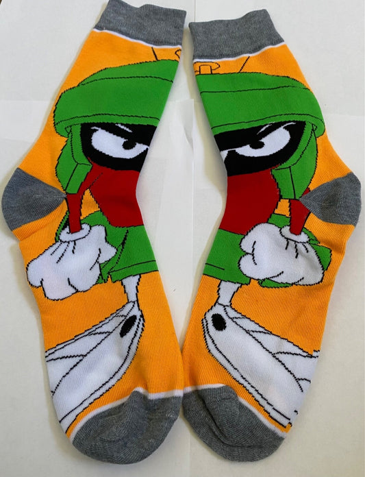 New Looney Toons Marvin the Martian Funny Cartoon Crazy Novelty Crew socks