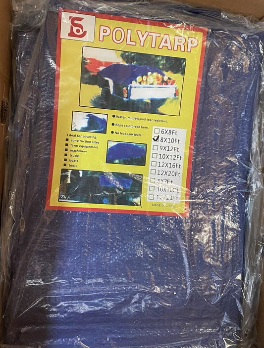 Tarp Supply Blue Poly Tarp With Grommets BOAT CAMPING ROOF HUNTING MOVING NEW!