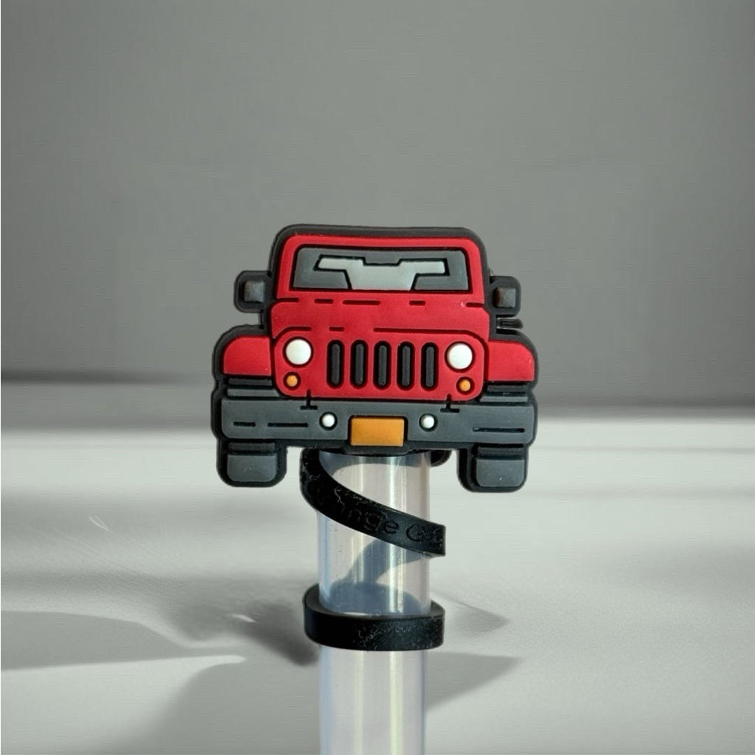RED JEEP Toppers Reusable Plastic Straw Cute Protector Replacement Straw NEW