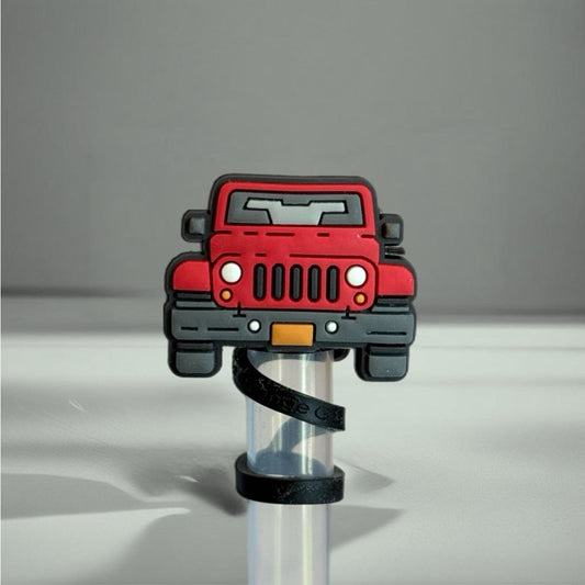 RED JEEP Toppers Reusable Plastic Straw Cute Protector Replacement Straw NEW