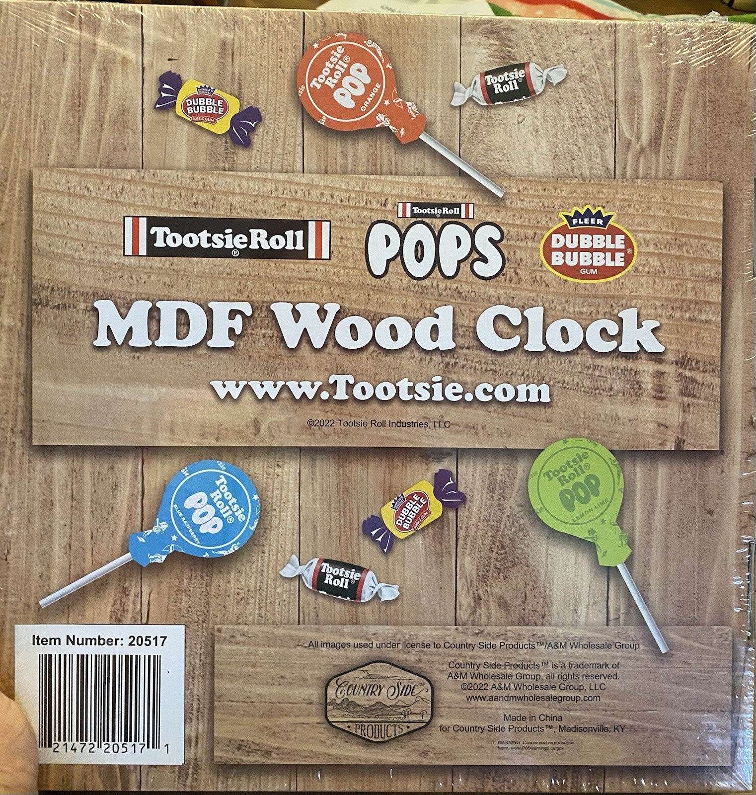 Tootsie Roll Pops Clock Mr. Owl Candy Lollipop Movie Vintage  Wall Decor Sealed