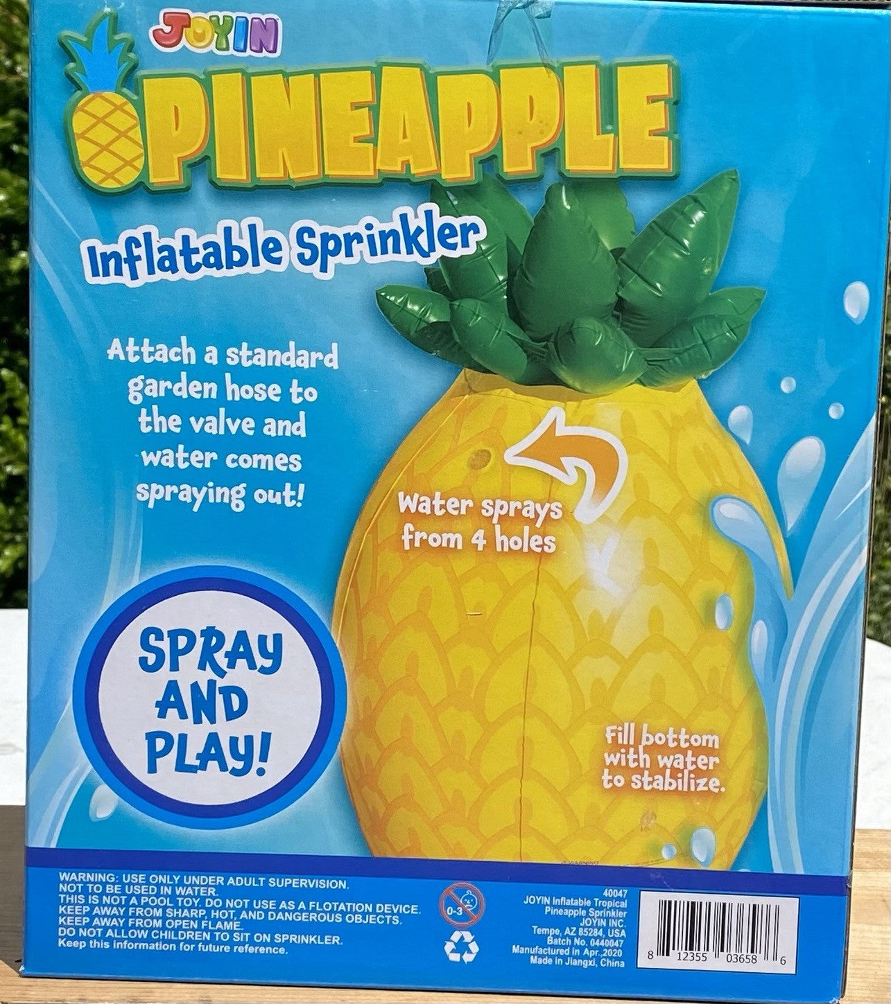 Inflatable Tropical Pineapple Sprinkler 35"  Pool Toys Summer Play Fun Yard NIB
