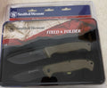 Smith & Wesson 2pc Knife Set Fixed & Folder Tin Container Brand New in Package