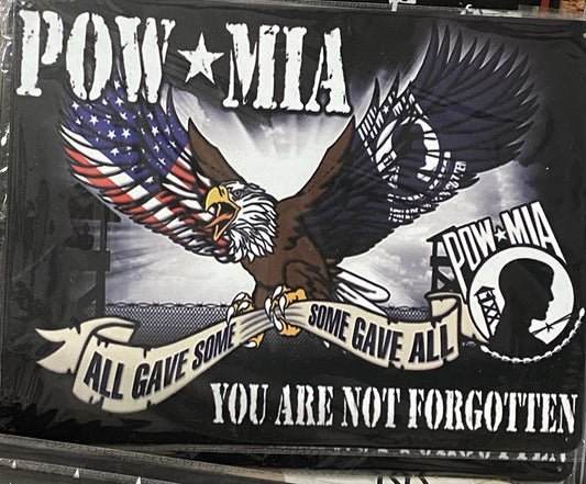POW-MIA All Gave Some-Some Gave It All Never Forgotten 17”x12" Metal Sign NEW