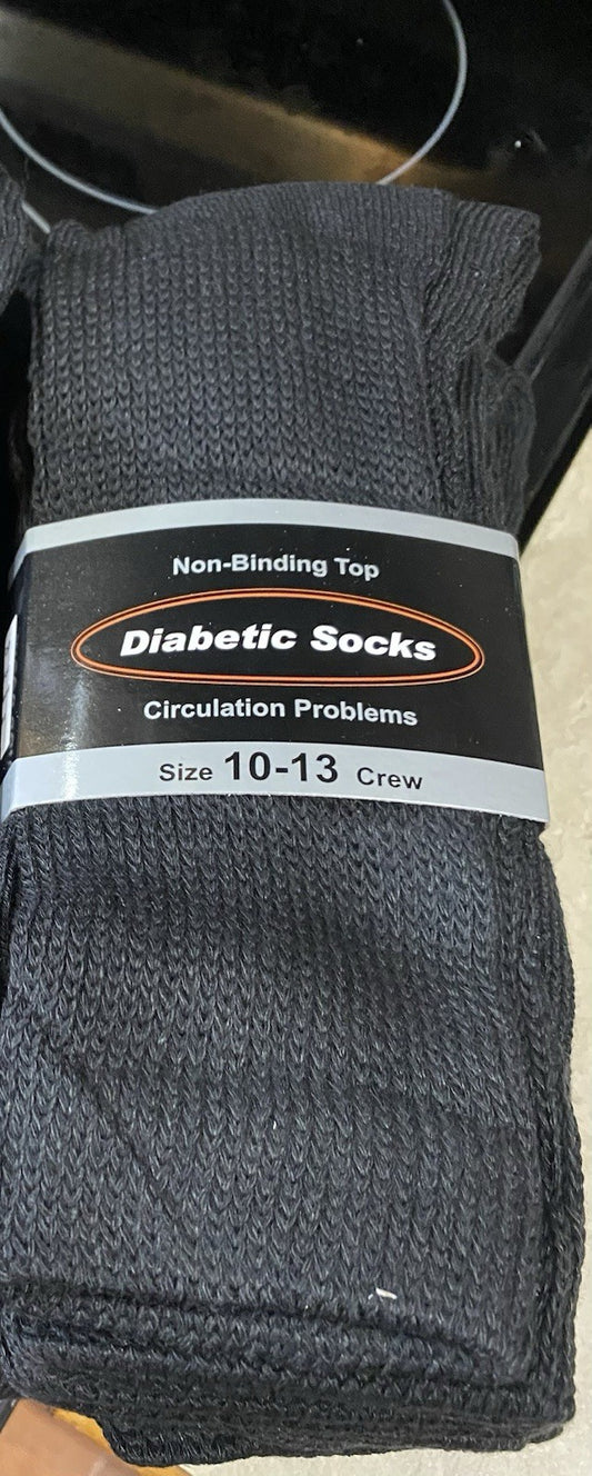 Black DIA-MEDIC QUARTER SOCKS Pack of 3 NON-BINDING TOP SIZE 10-13 Diabetic NEW