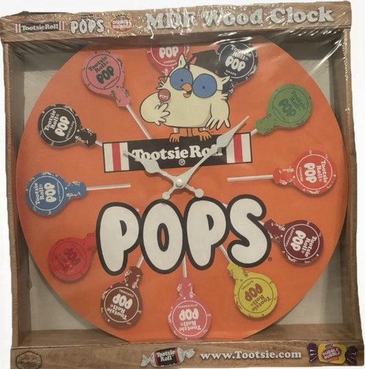 Tootsie Roll Pops Clock Mr. Owl Candy Lollipop Movie Vintage  Wall Decor Sealed