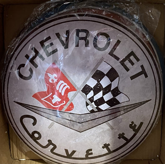 Chevron Corbette Gasoline Round Dome Metal Sign Retro Garage Mancave 15" NEW