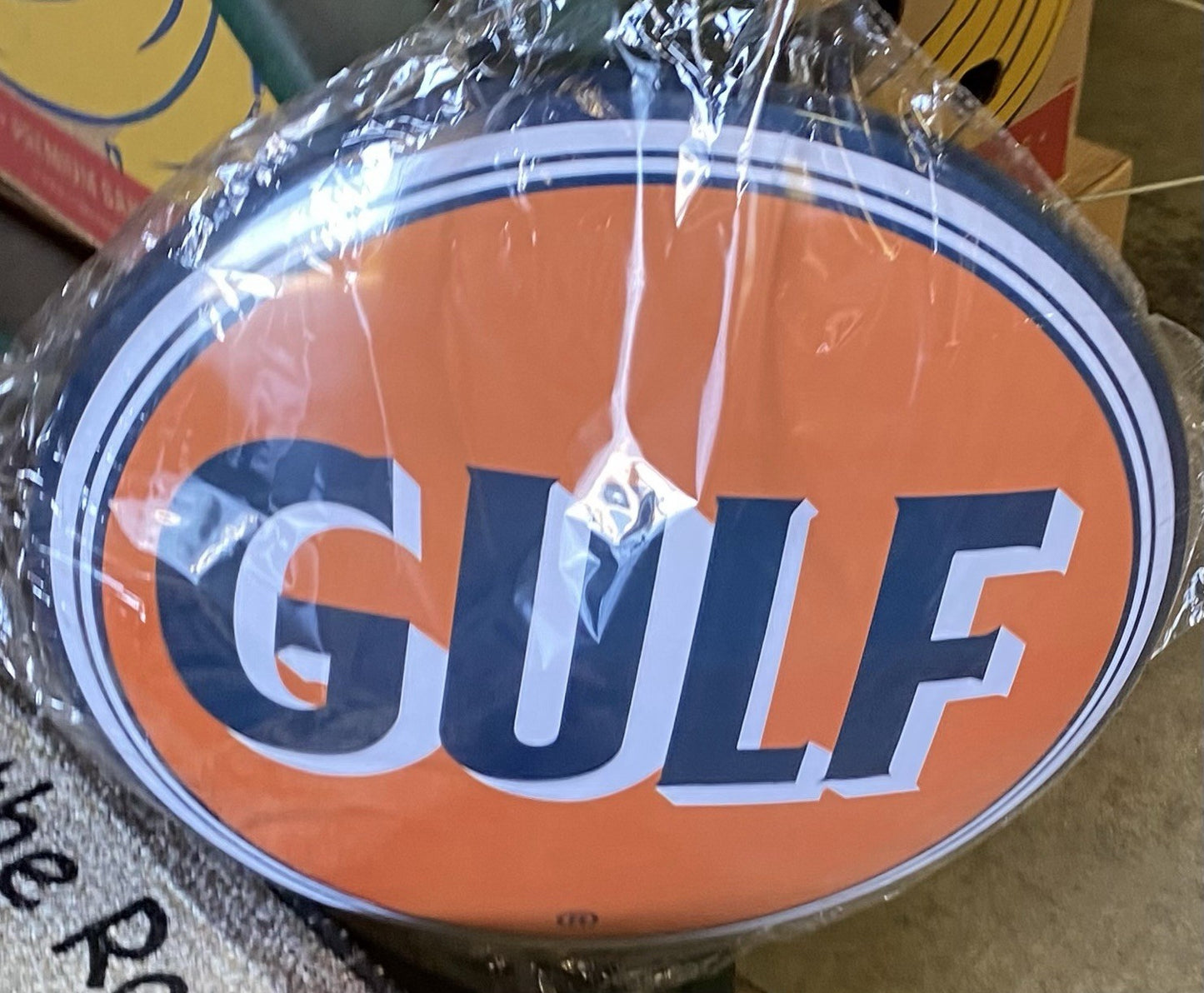 GULF Gas Station 15" Round Metal Dome Sign Man Cave Garage Basement New!