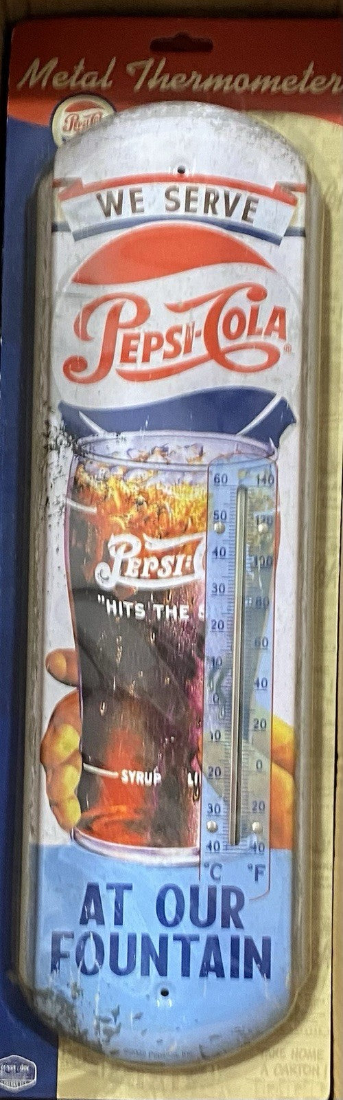 Retro Vintage PEPSI COLA Indoor Outdoor Metal Tin Thermometer Pepsi NEW