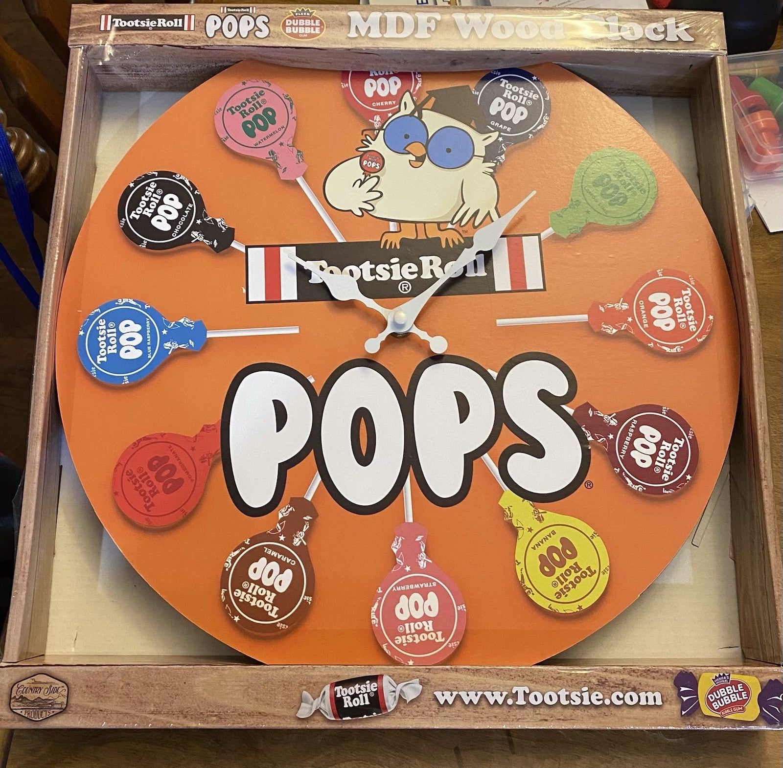 Tootsie Roll Pops Clock Mr. Owl Candy Lollipop Movie Vintage  Wall Decor Sealed