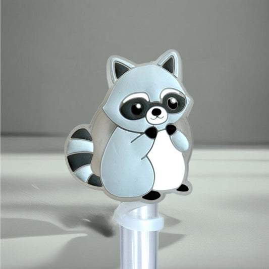 RACCOON Toppers Reusable Plastic Straw Cute Protector Replacement Straw NEW