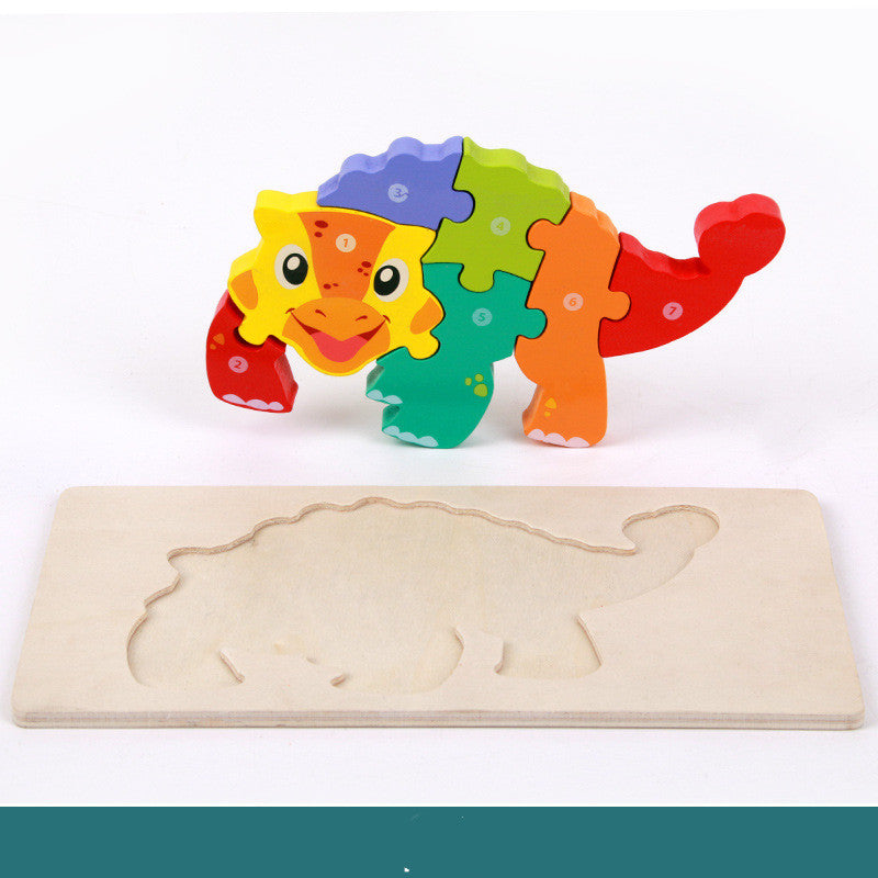 WOODEN 3-D DINOSAUR PUZZLE Educational Toy Realistic Dinosaur NEW