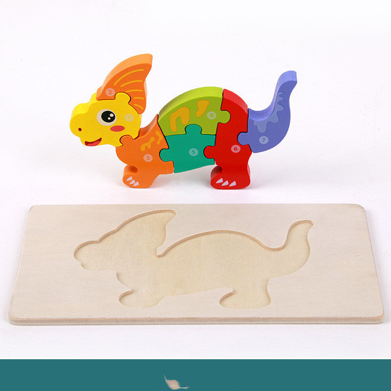 WOODEN 3-D DINOSAUR PUZZLE Educational Toy Realistic Dinosaur NEW