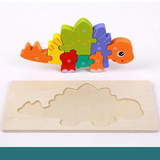 WOODEN 3-D DINOSAUR PUZZLE Educational Toy Realistic Dinosaur NEW