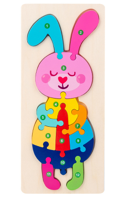 CARTOON ANIMAL NUMBER CHILDREN PUZZLE by Numbers Wooden NEW