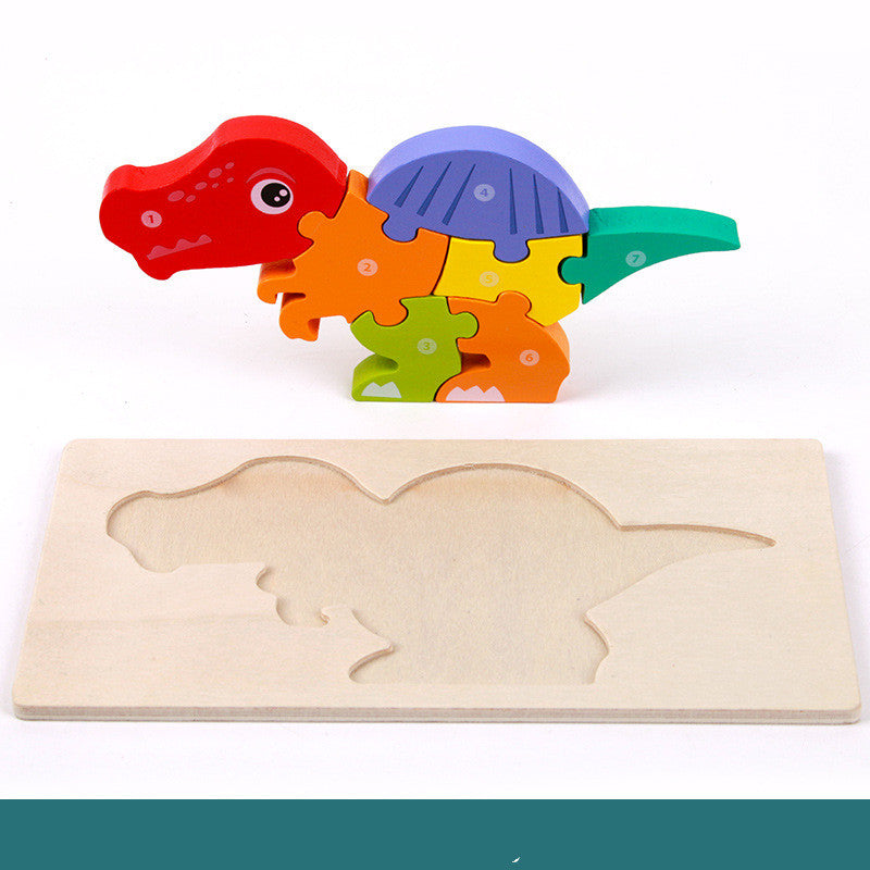 WOODEN 3-D DINOSAUR PUZZLE Educational Toy Realistic Dinosaur NEW